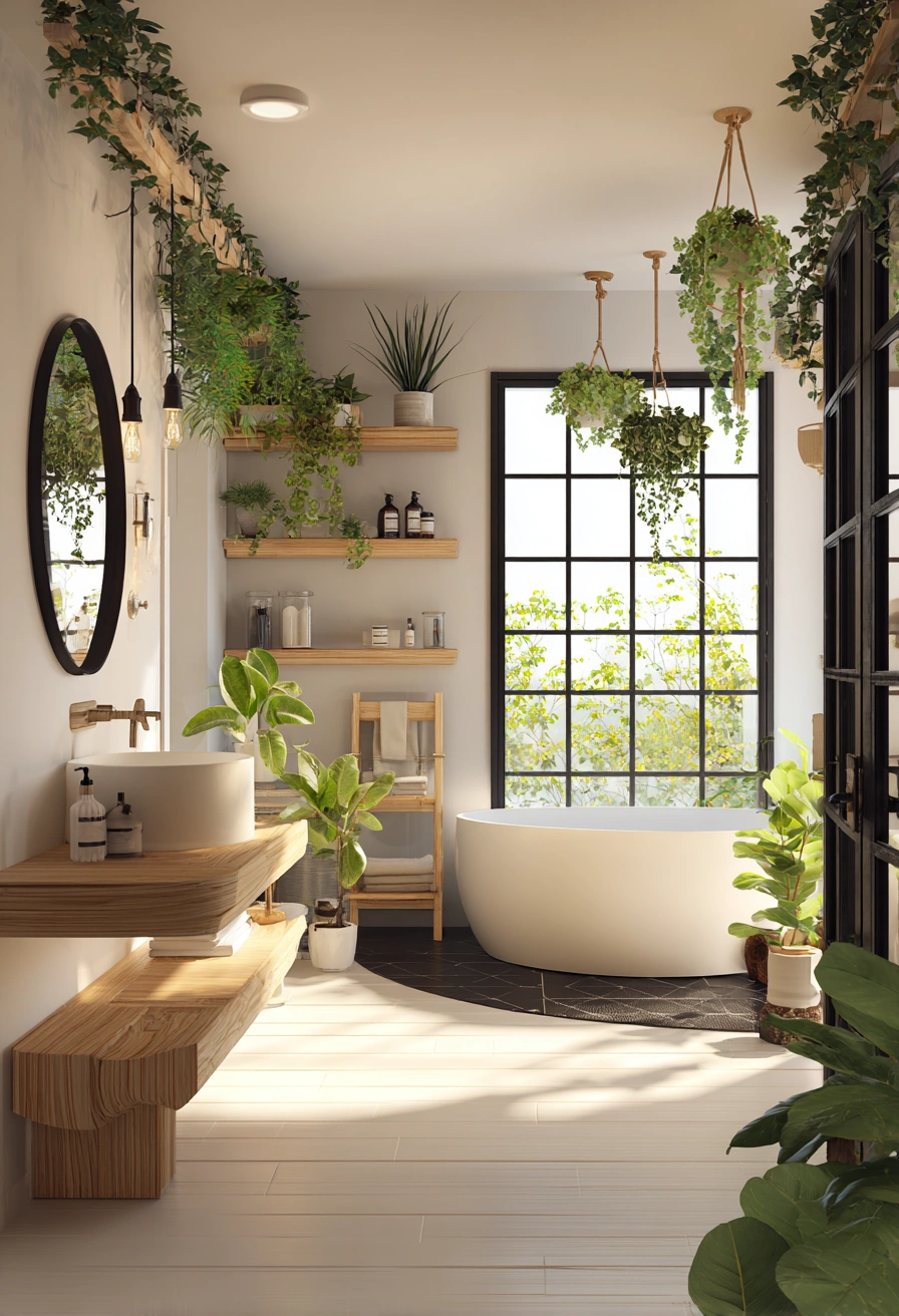 Scandi-Jungle Bathroom with Natural Light