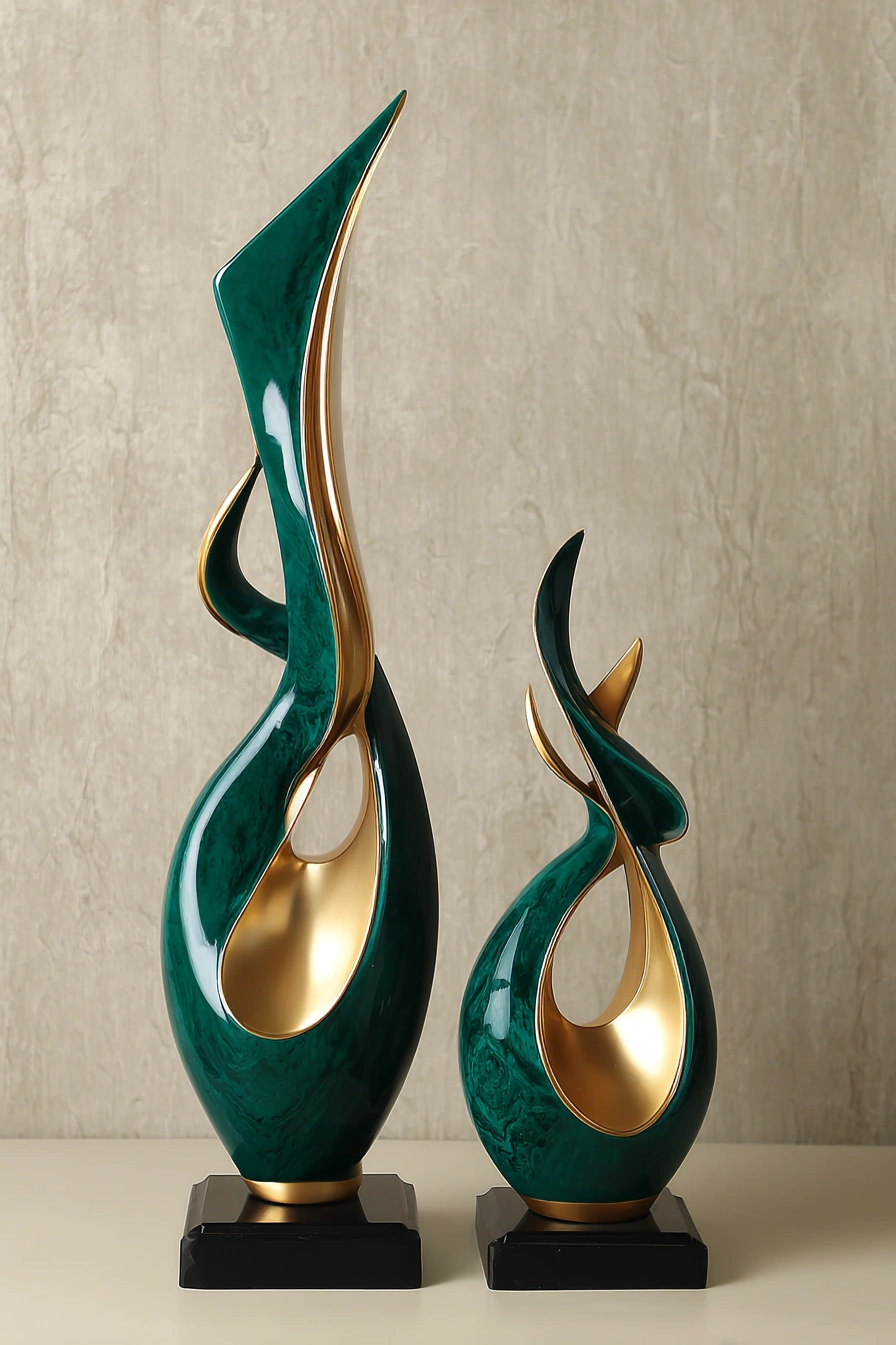Modern Sculptures with Luxe Emerald Finish