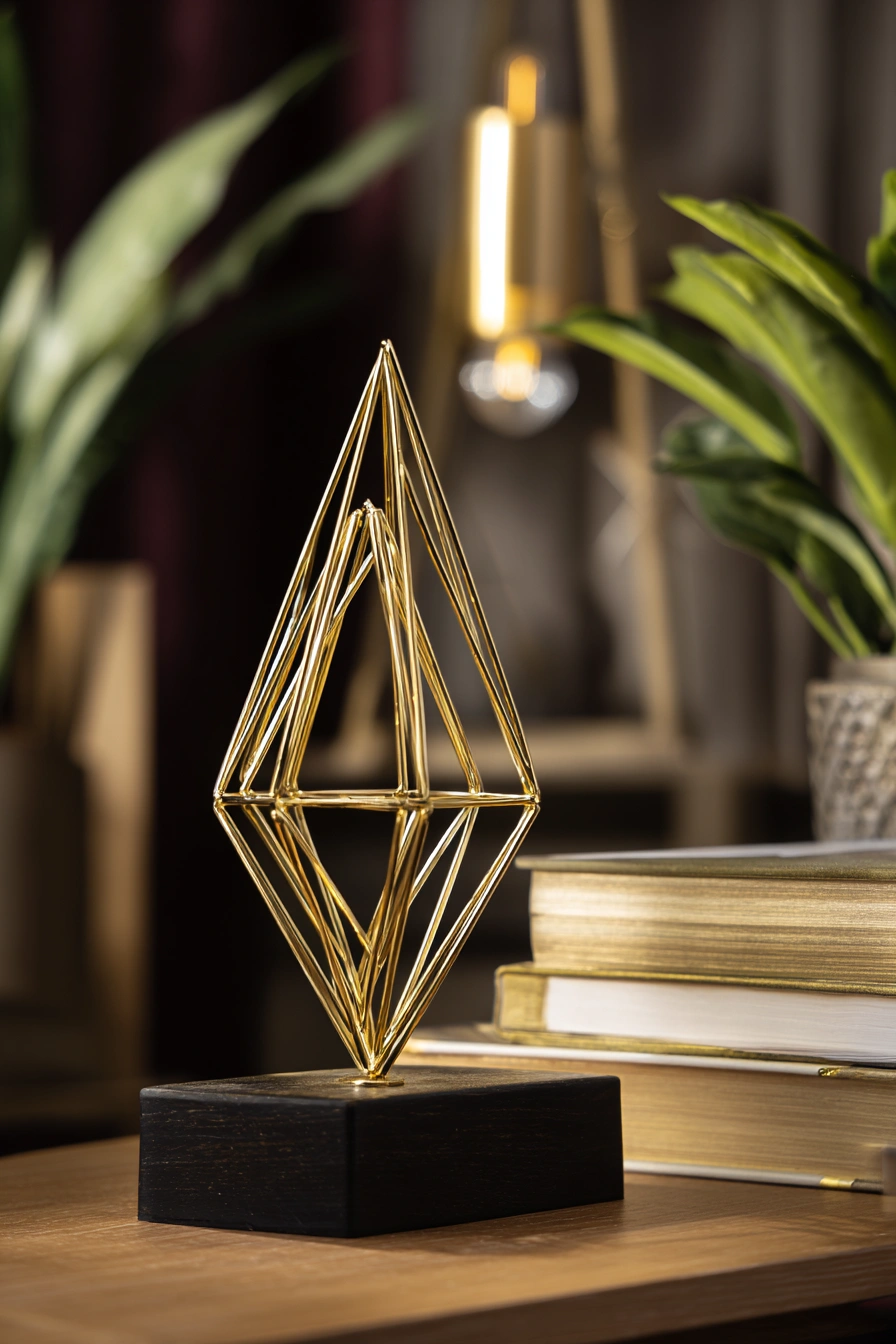 Geometric Gold Accent for Modern Desks
