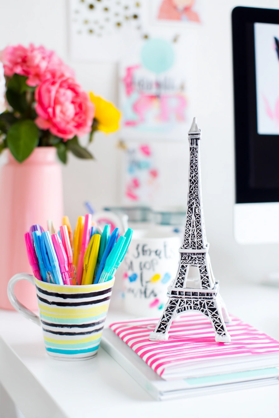 Playful Parisian Desk Setup