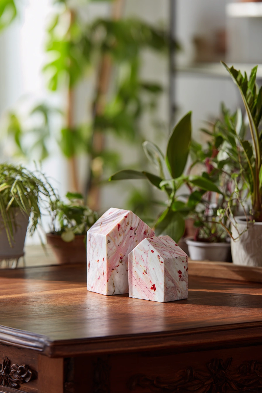 Marble Accents in a Green Sanctuary