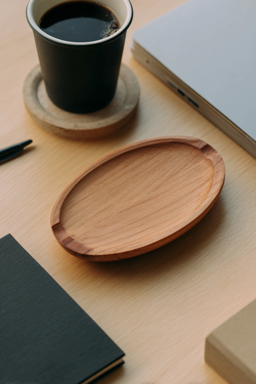 Minimalist Desk Setup with Natural Warmth