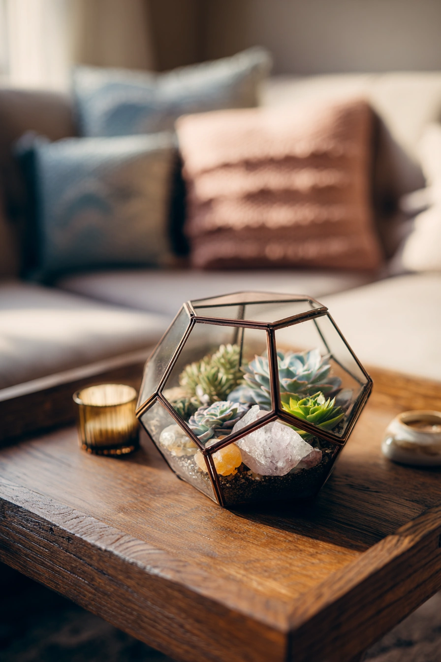 Modern Crystal Terrarium Accent