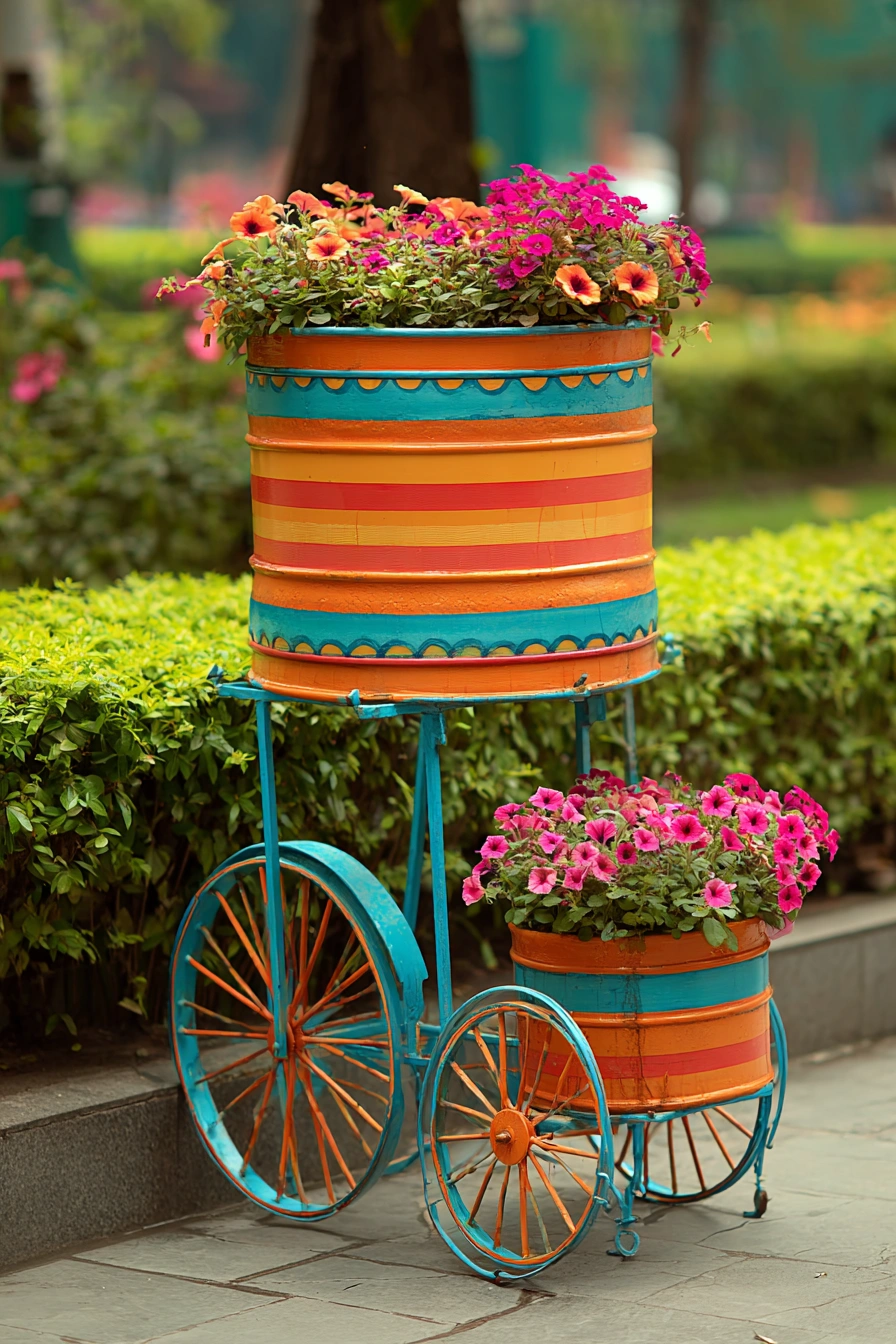 Colorful Bicycle Planter Garden Art