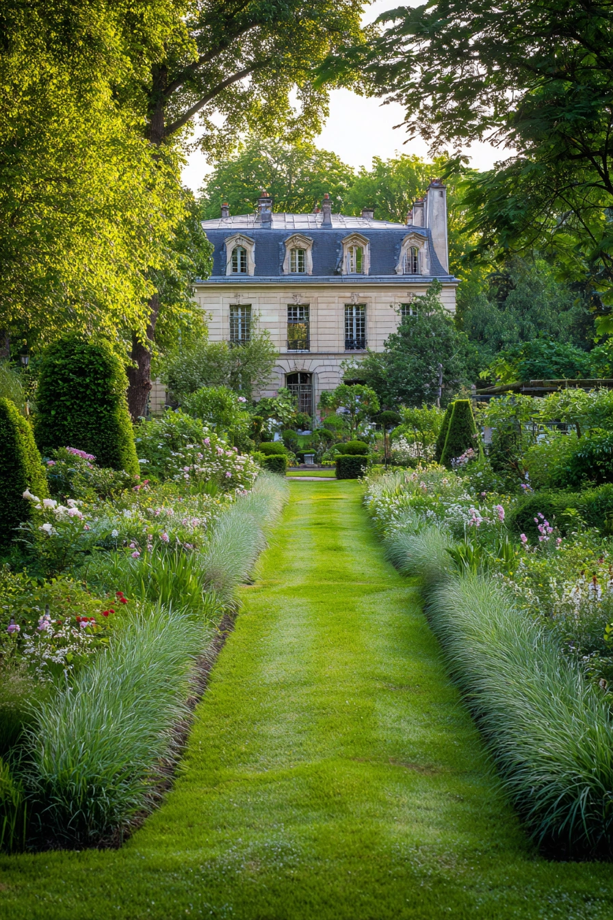 Romantic Estate Garden with Evergreens
