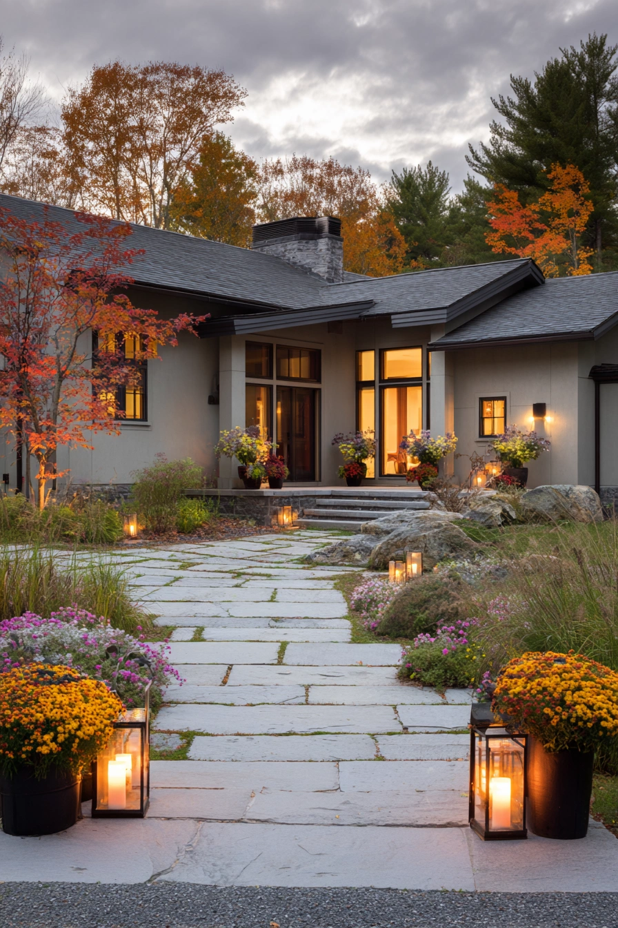 Modern Entryway with Evergreen Accents