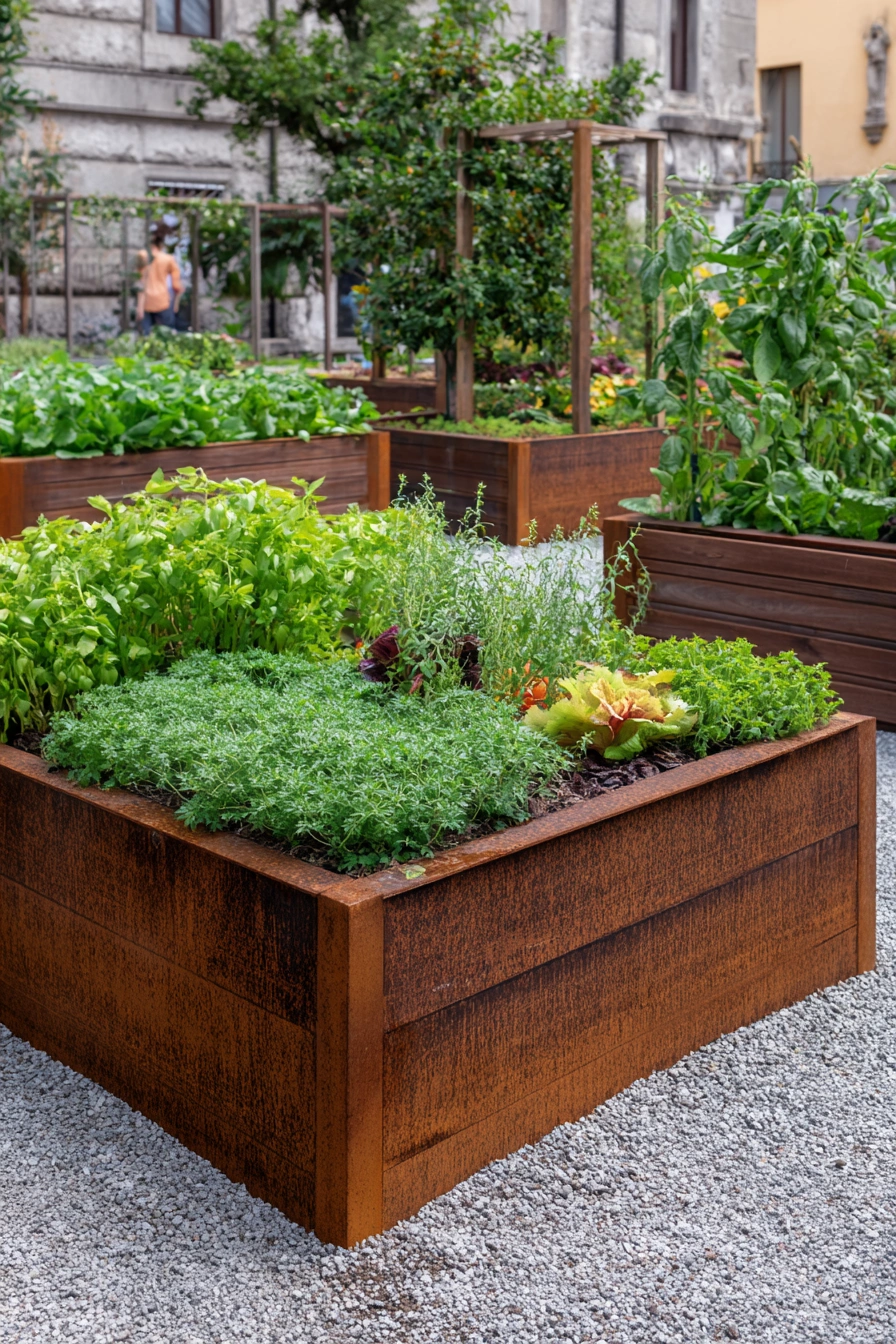 Urban Garden in Rustic Raised Beds