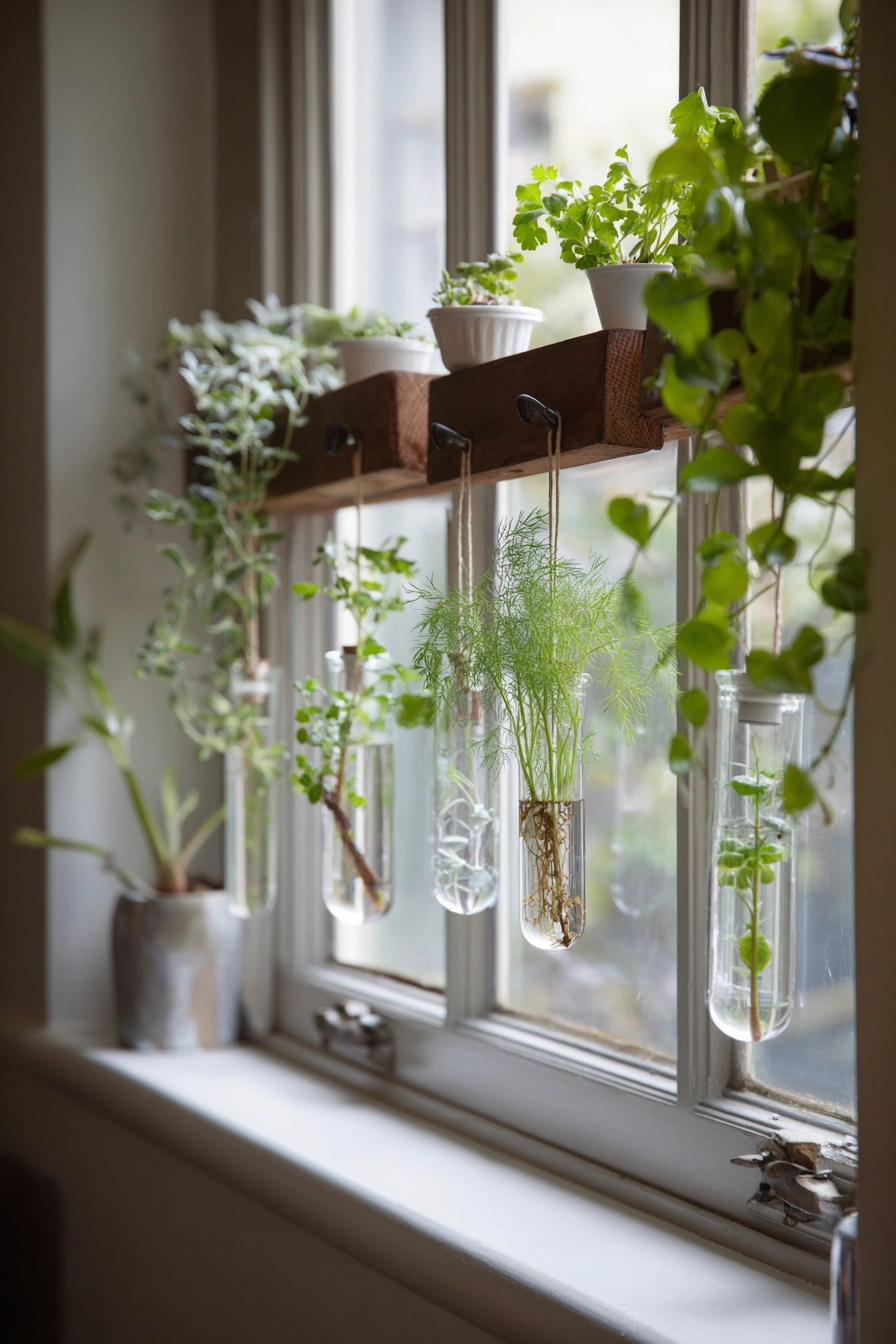 Stylish Window Herb Propagation Station