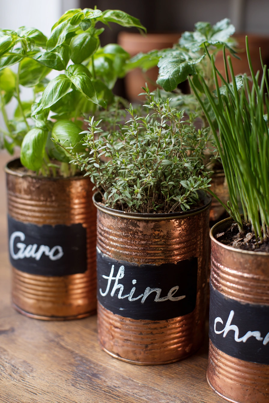 Upcycled Tin Can Herb Garden
