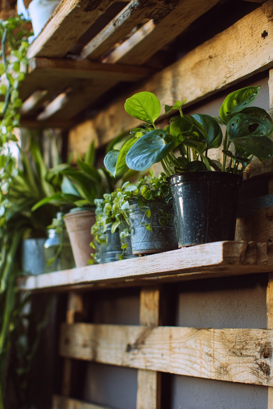 Rustic Pallet Herb Shelf Display