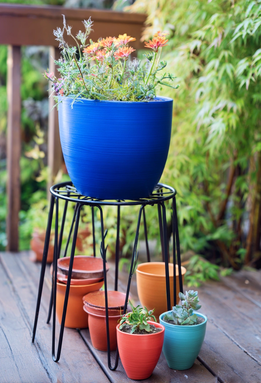 Bold Color Block Planters for Patio Pop