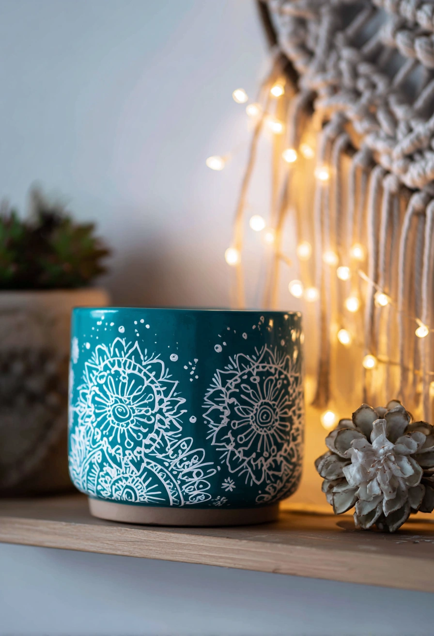 Boho Mandala Pot with Cozy Vibes