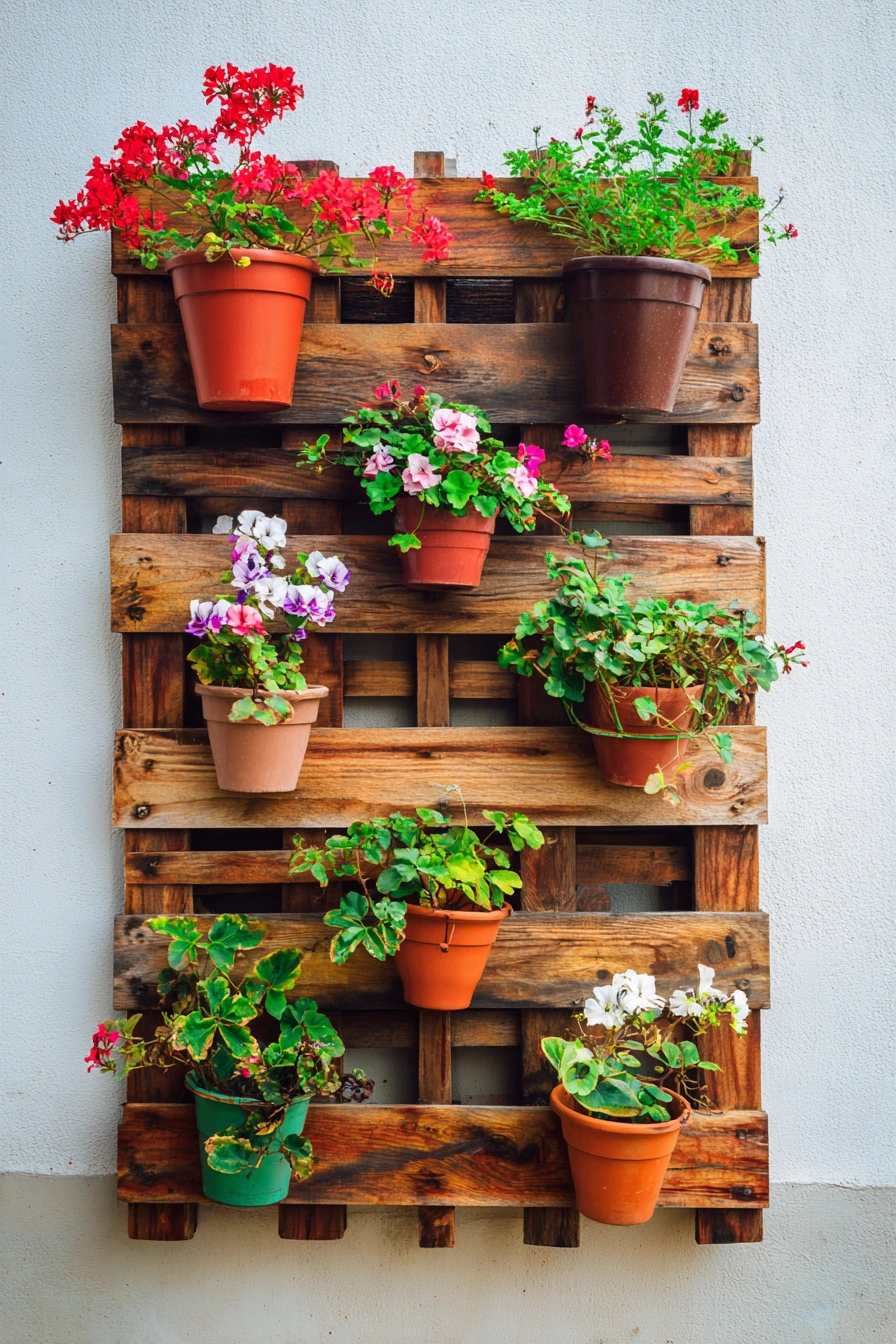 DIY Pallet Wall Planter with Geraniums