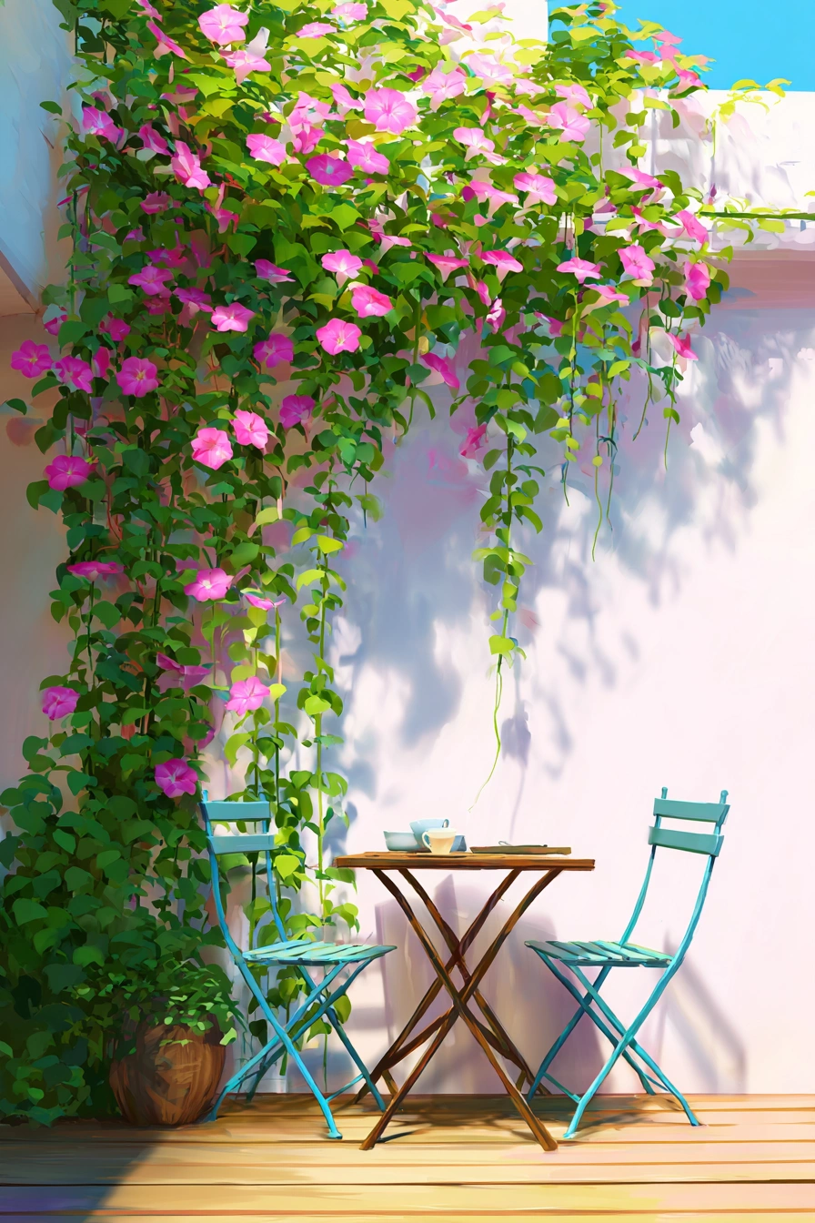 Charming Bistro Nook with Flowering Vines