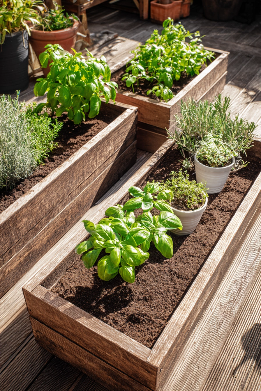 Rustic Raised Herb Garden Boxes