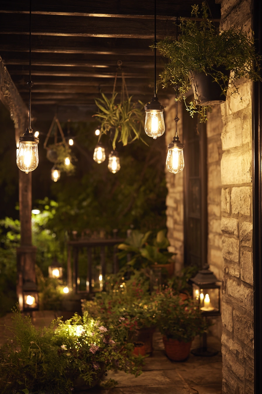 Cozy Patio Glow with Hanging Lights