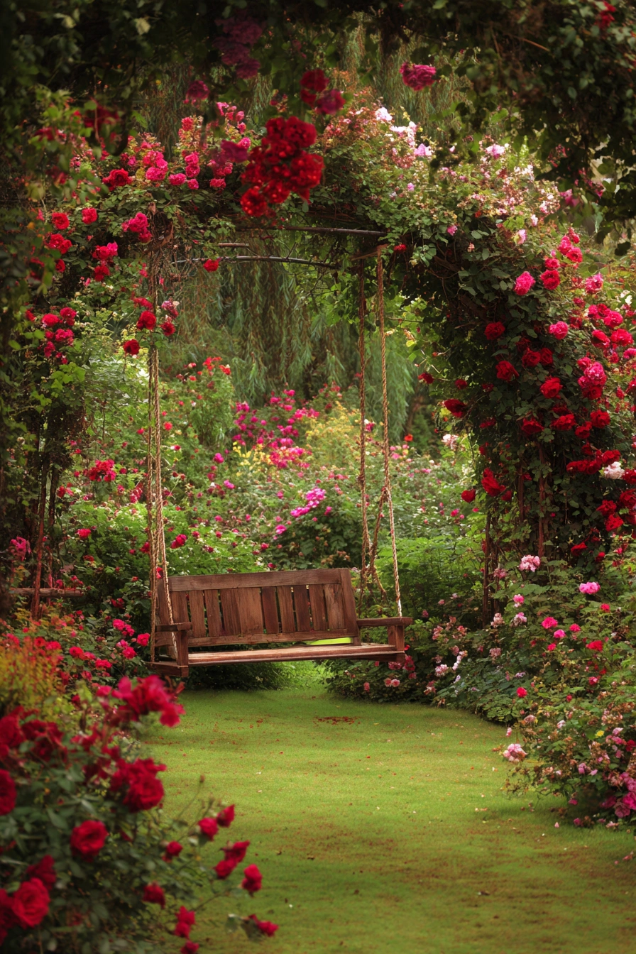 Romantic Rose Arch with Garden Swing