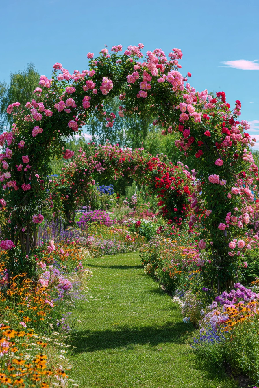 Whimsical Rose Arch Garden Path