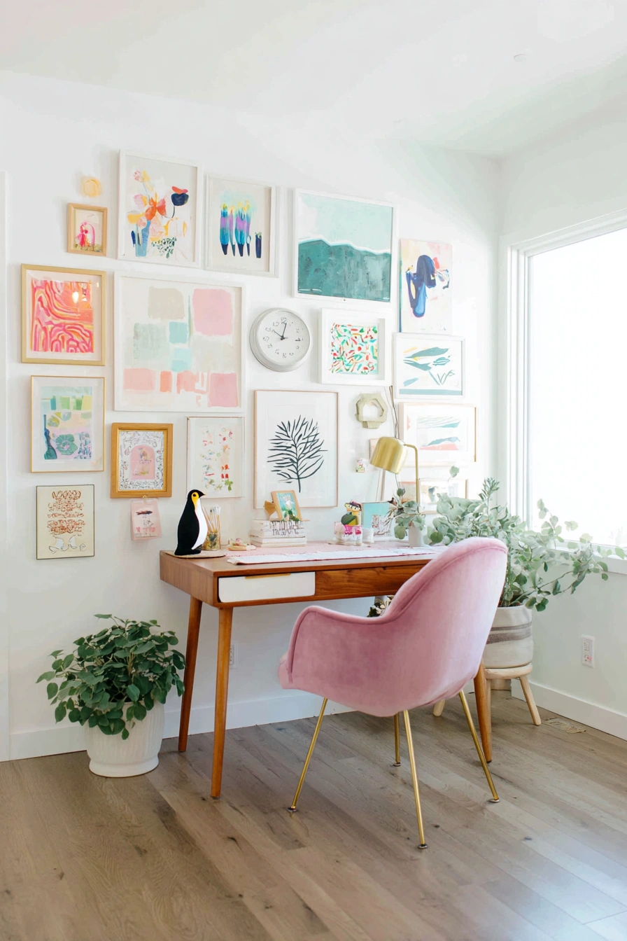 Colorful Home Office with Artistic Flair