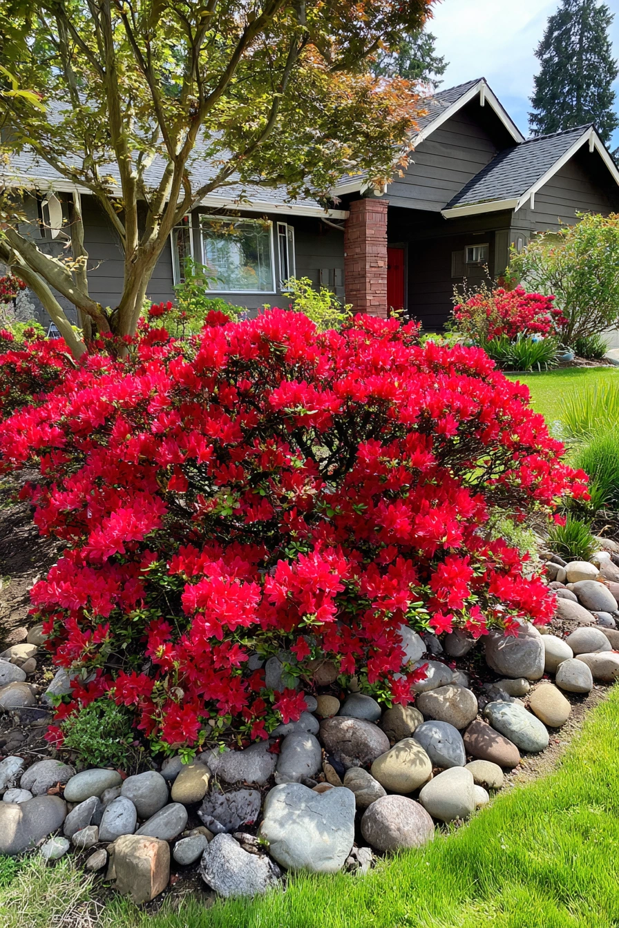 Fiery Red Azalea for Instant Curb Appeal