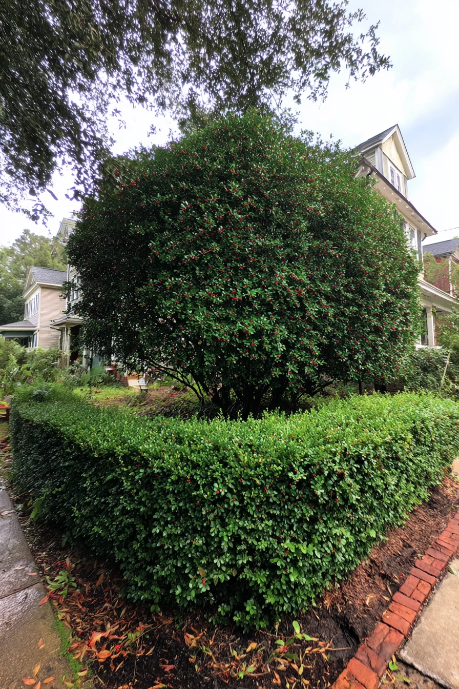 Neatly Trimmed Holly with Festive Flair