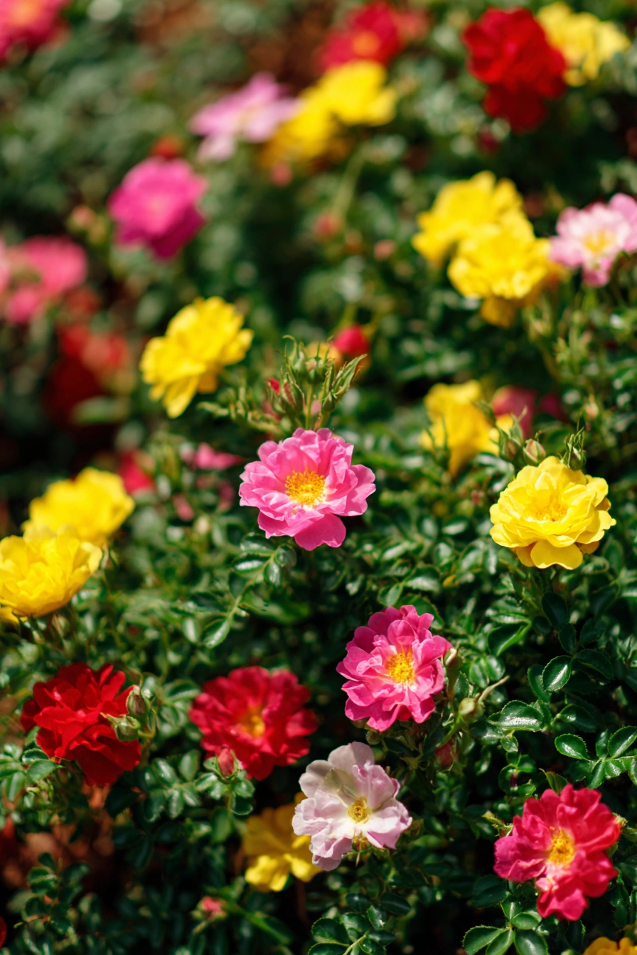 Colorful Moss Roses in Full Bloom