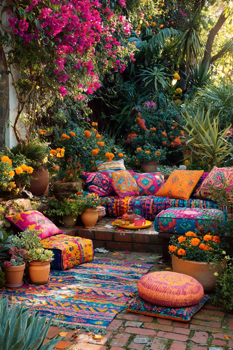 Vibrant Boho Garden Lounge
