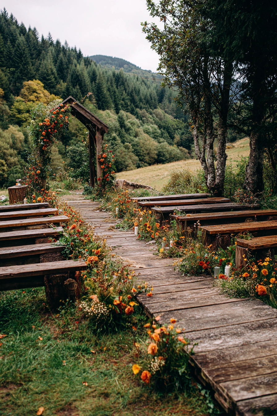 Rustic Forest Garden Wedding Aisle