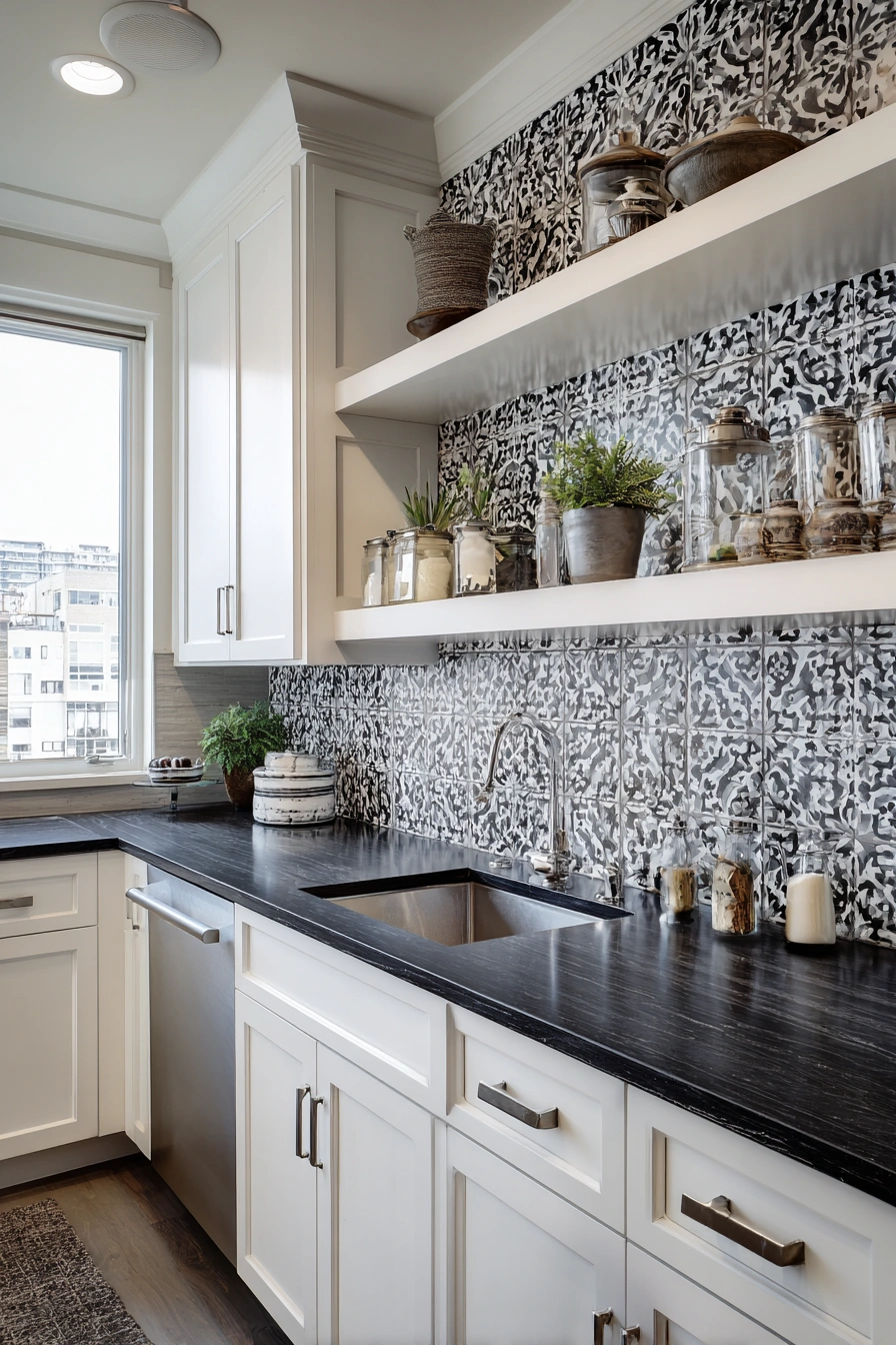Modern Mexican Kitchen with Patterned Tiles