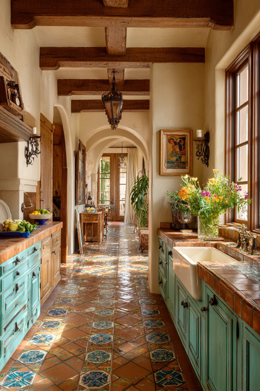Authentic Mexican Kitchen with Colorful Tiles
