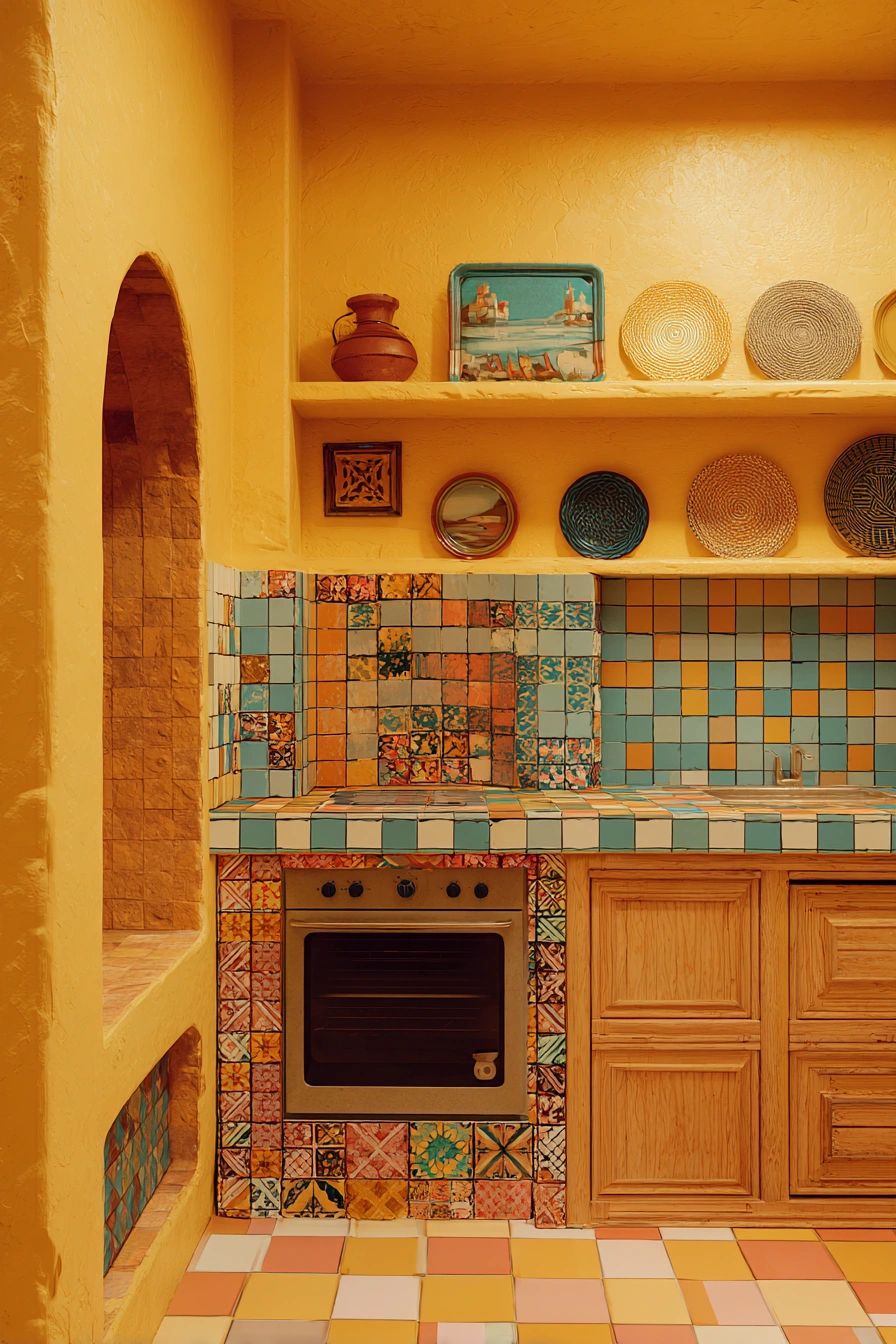 Vibrant Mexican Kitchen with Handcrafted Tiles