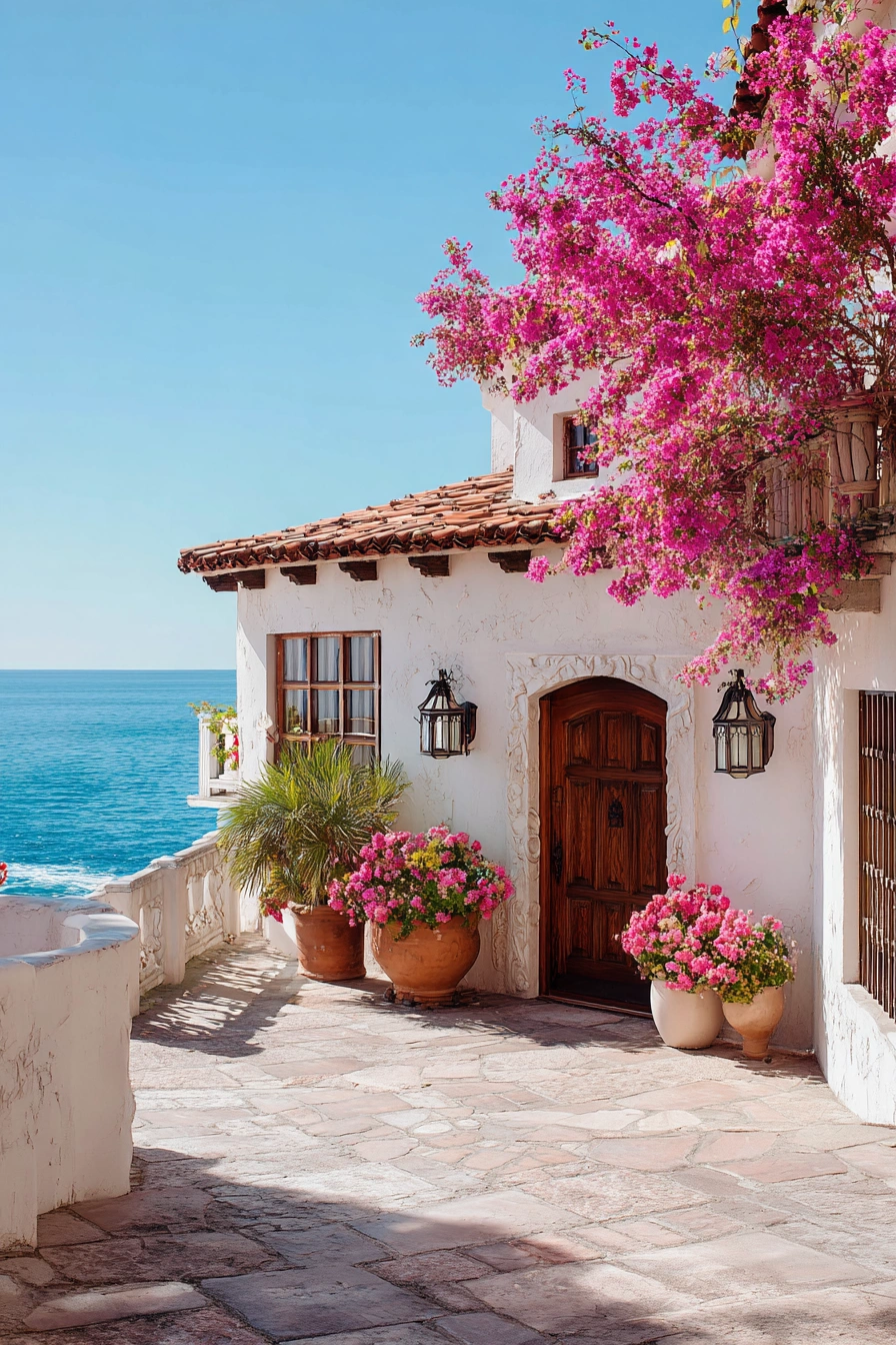 Coastal Italian Villa with Bougainvillea