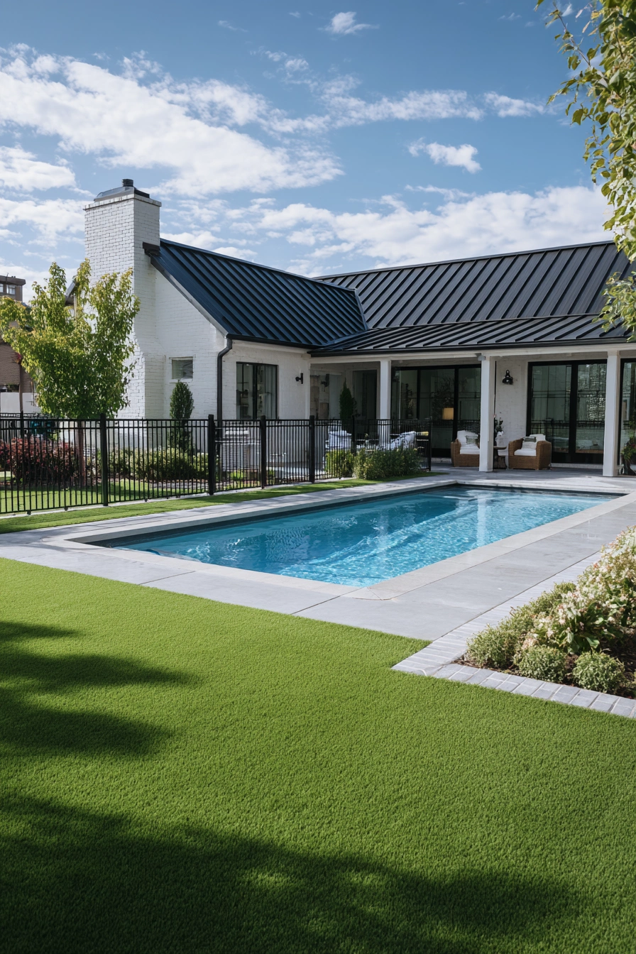 Modern Artificial Grass Poolside Charm