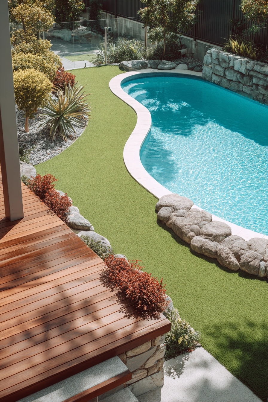 Curved Poolside Artificial Grass Serenity
