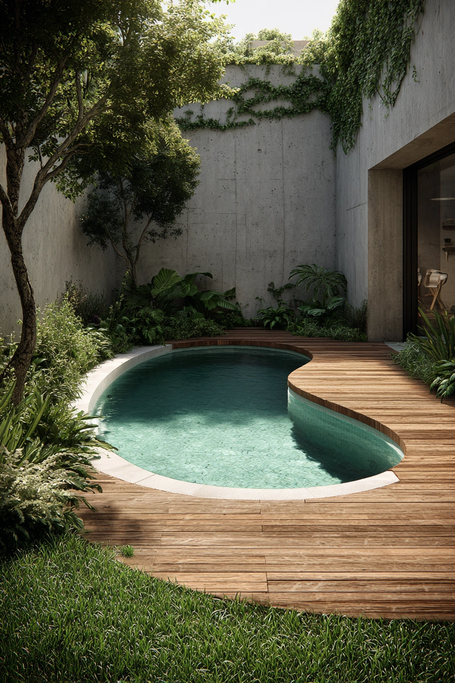 Minimalist Courtyard Pool with Artificial Grass