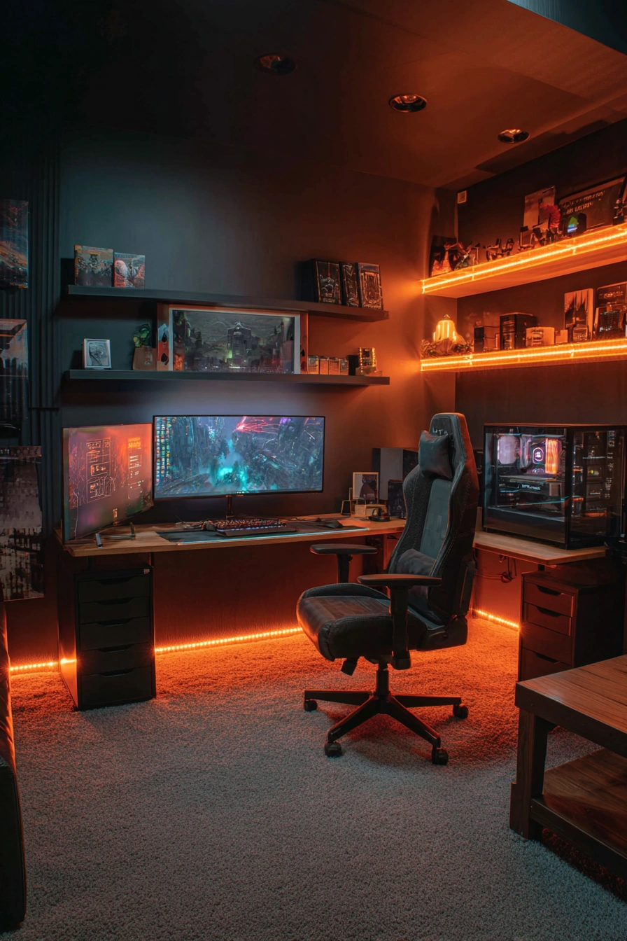 Futuristic Gaming Room with Neon Glow