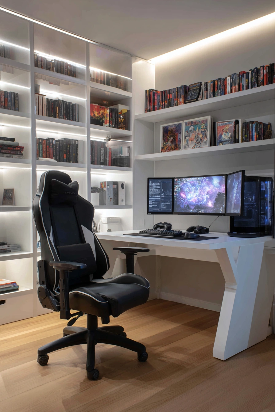 Clean Futuristic Gaming Library Setup