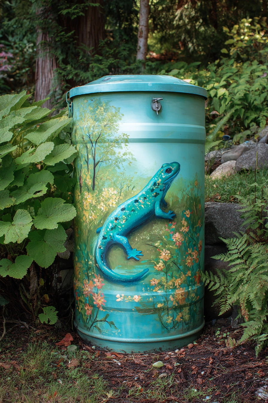 Enchanted Forest Rain Barrel Art