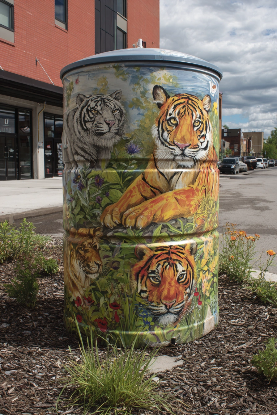 Majestic Wildlife Rain Barrel Mural