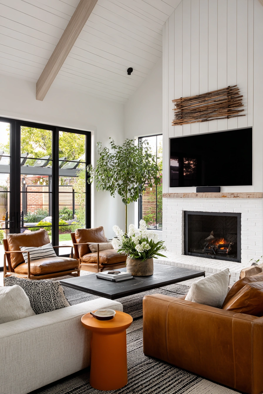 Airy Fireplace TV Living Room