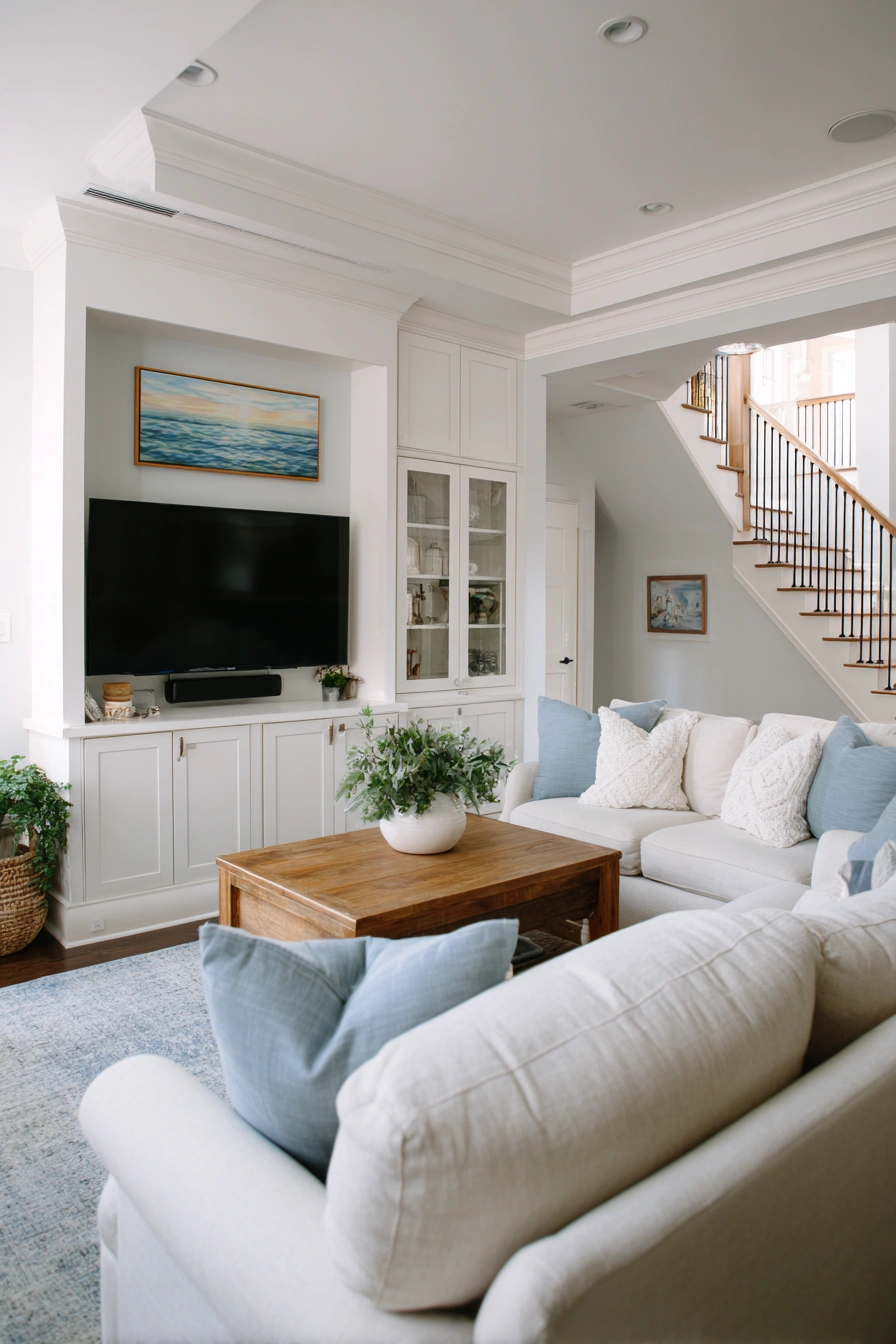 Classic Rectangular Living Room TV Nook