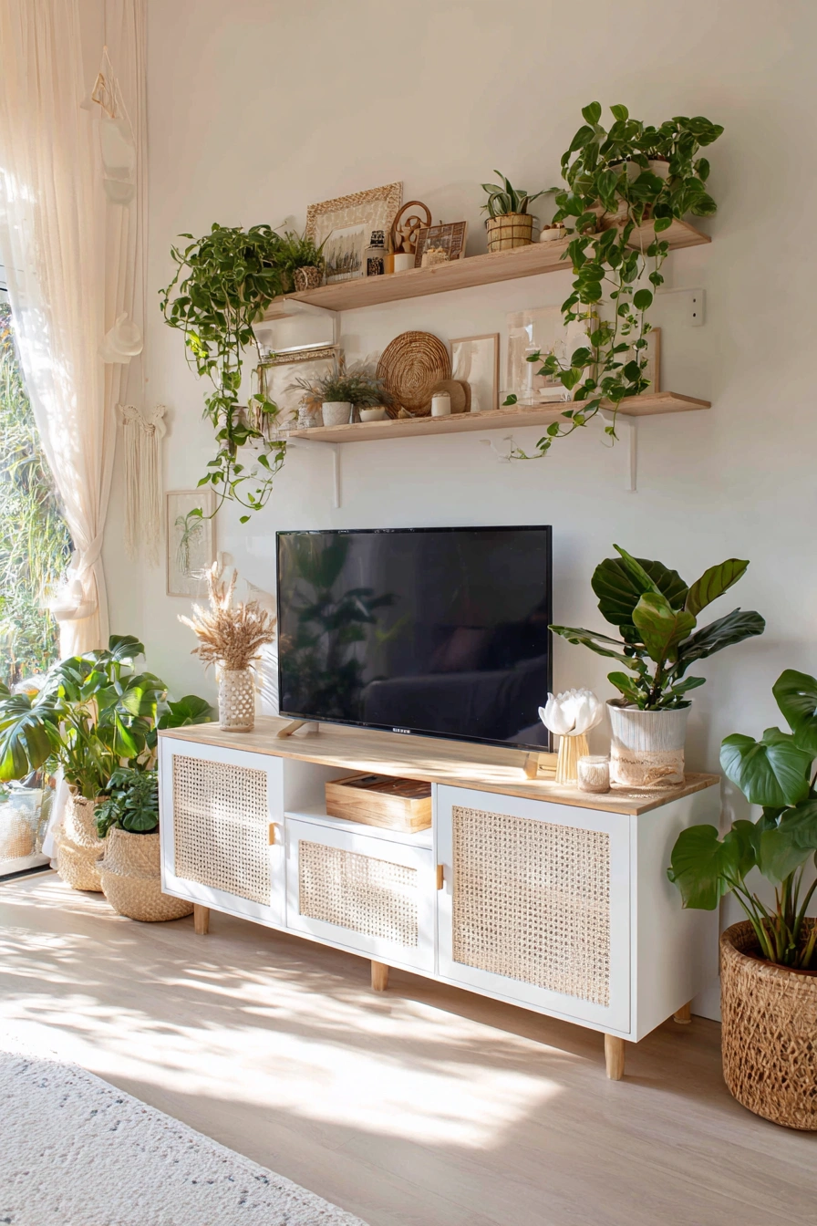 Greenery-Focused Rectangular TV Layout