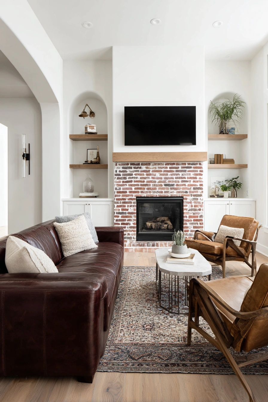 Classic Rectangular Living Room TV Focal Point