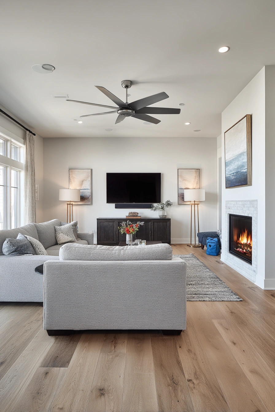 Balanced Rectangular Living Room TV Layout