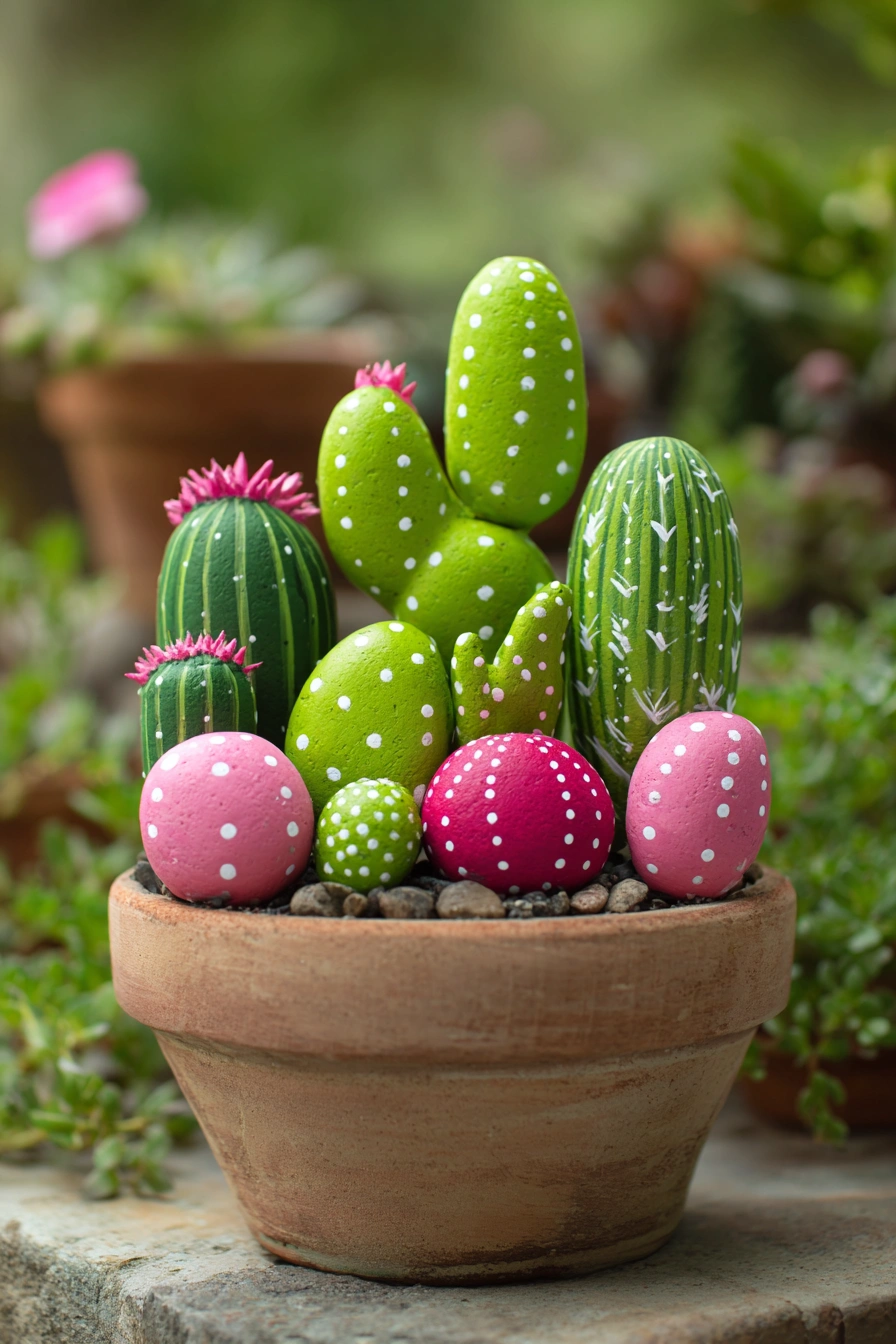 Painted Stone Cactus Garden Craft