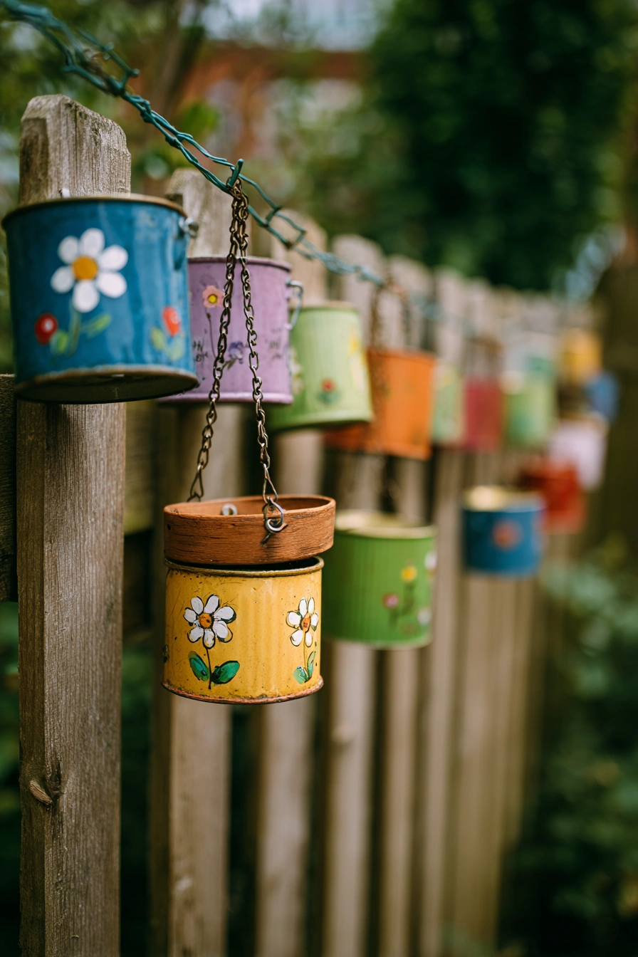 Colorful Hanging Planters with Vintage Charm