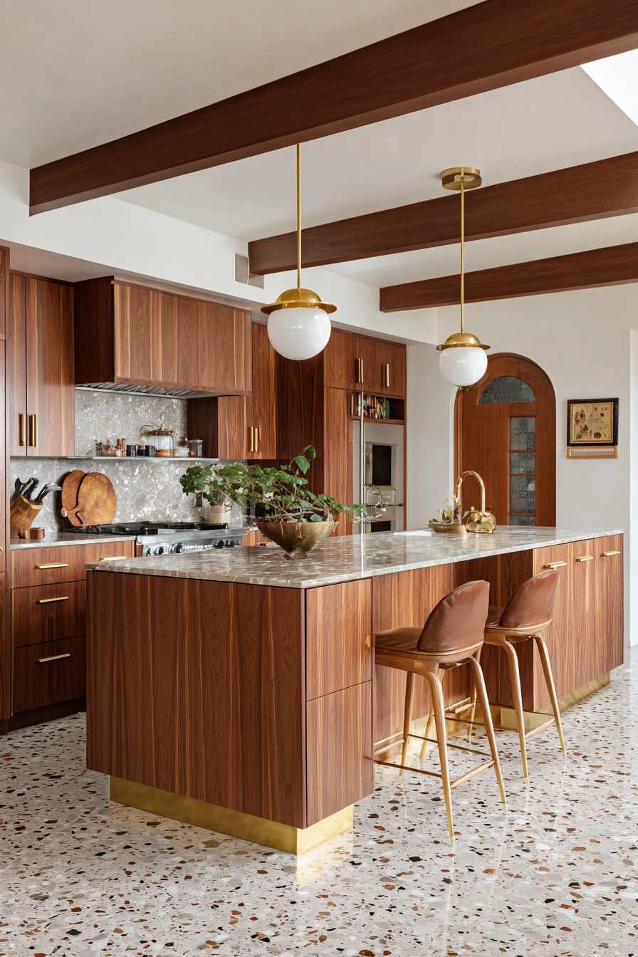 Warm Mid-Century Modern Kitchen Elegance