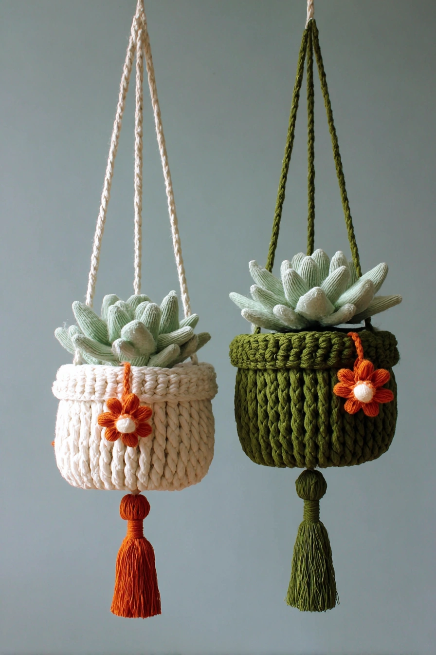 Boho Hanging Crochet Succulents