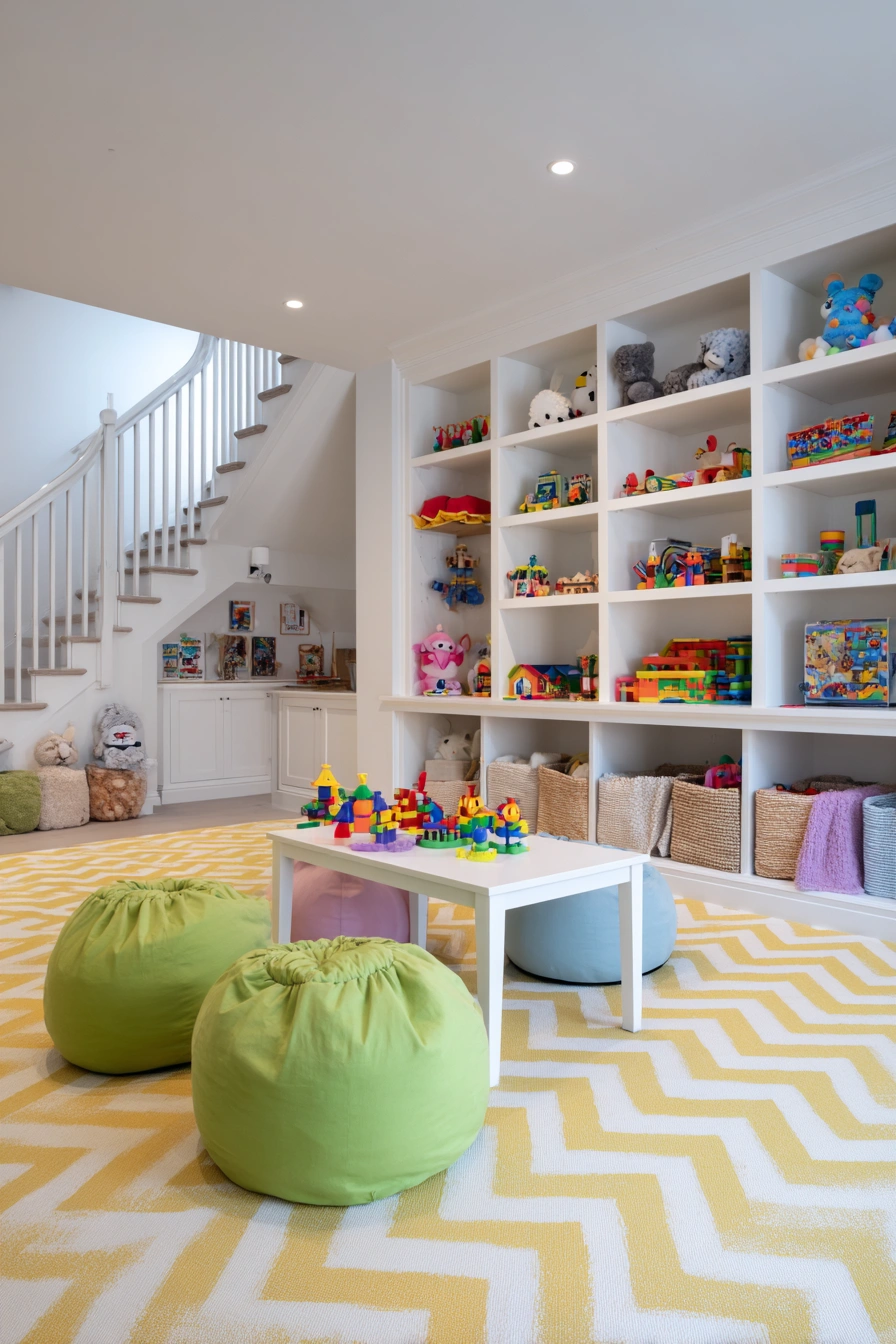 Spacious IKEA Playroom with Built-In Storage