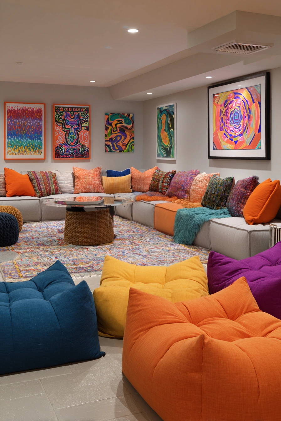 Vibrant Basement Lounge Escape